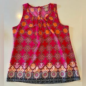 Banana Republic round neck, sleeveless Vibrant Pink and Orange Women's Top
